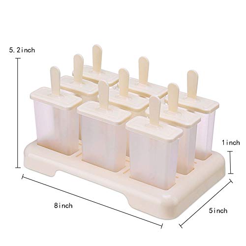 Popsicle Ice Mold Maker Set - 9 Pack No BPA Reusable Ice Cream DIY Pop Molds Holders With Tray and Sticks Popsicles Maker Fun for Kids and Adults Best for Party Indoor and Outdoor Green