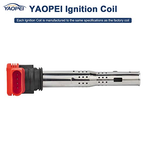 YAOPEI Ignition Coil Pack Set of 4 for Volkswagen Audi Vehicles Replace # 06E905115E -2 Years Warranty