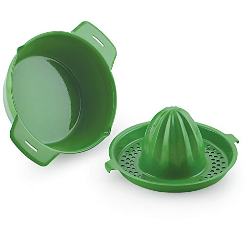 Wilmington Steelwares Citrus Juicer & Strainer - Stainless Steel - Make Your Own Orange - Grapefruit - Lemon & Fruit Juices - 16oz Capacity (Green)