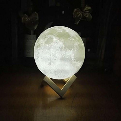 3D Printing Moon Lamp LED Night Light , Warm and Cool White Dimmable Touch Control Brightness , USB Rechargeable Home Decorative Lights, 3.9 inch