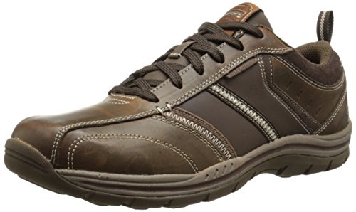 Skechers USA Men's Expected Devention Oxford, Dark Brown, 10 M US