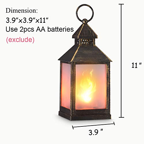 zkee 11" Vintage Style Decorative Lantern,Flame Effect LED Lantern