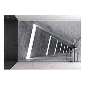 Empty Abstract Concrete Interior, 3D Render of Pitched Tunnel - Removable Wall Mural | Self-Adhesive Large Wallpaper - 66x96 inches