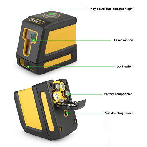 Laser Level Green Line Level Self Leveling MESTEK 98ft Alignment Tools Cross Horizontal Vertical Lines Full Soft Rubber Covered Soft Carrying Pouch Batteries Magnetic Mount Base for Wall House Ceiling