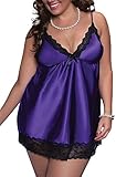 Moonight Sexy Plus Size Babydoll Lingerie Set Satin Sleepwear G-string