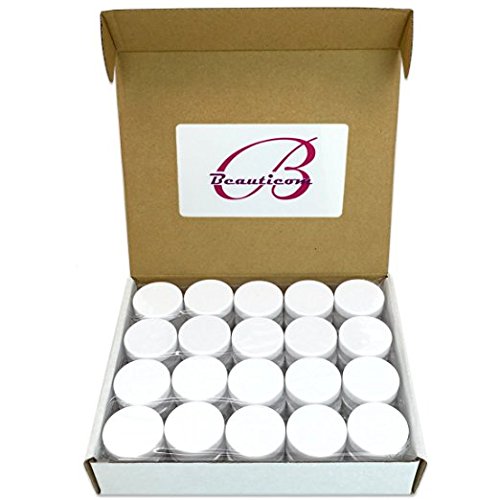 (Quantity: 40 Pieces) Beauticom 10G/10ML High Quality Round Clear Jars with White Lids for Beads, Gems, Glitter, Charms, Small Arts and Crafts Items - BPA Free
