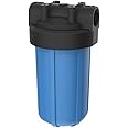 Pentair Pentek 150240 Big Blue Filter Housing, 1 1/2" NPT #10 Whole House Heavy Duty Water Filter Housing with High-Flow Polypropylene (HFPP) Cap, 10-Inch, Black/Blue