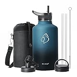 BUZIO Insulated Water Bottle 64 oz with Straw Lid