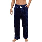 Vulcanodon Mens Plush Warm Pajama Pants, Fluffy Soft Fleece Sleep Pant with Pockets Lounge Pj Bottoms for Men