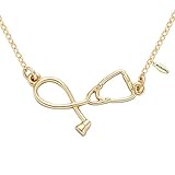 NOUMANDA Medicine Stethoscope Golden Necklace for Doctor Nurse Gifts