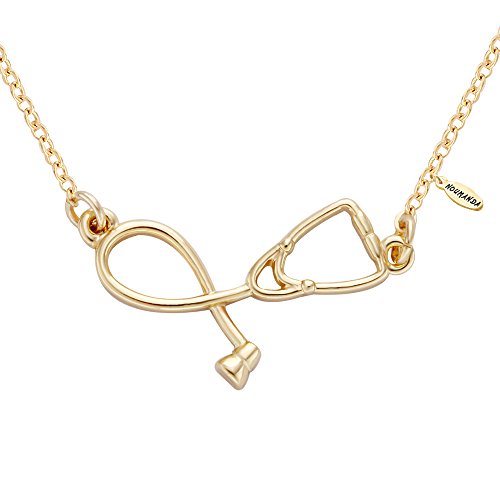 NOUMANDA Medicine Stethoscope Golden Necklace for Doctor Nurse Gifts