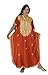 Treasues of Morocco Women Caftan Handmade Breathable Cotton Short Sleeve with Gold Hand Embroidery one Size Orange