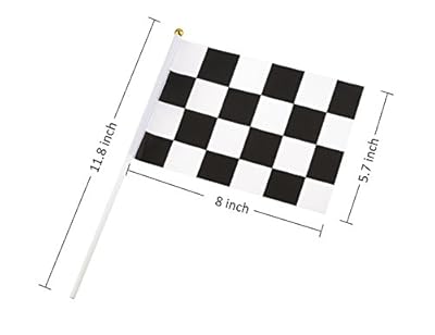 30PCS 8 x 5.5 Inch Checkered Flag Racing Polyester Flags with Plastic Stick Black & White Checkered Racing Stick Flag For Racing, Race Car Party,Sport Events