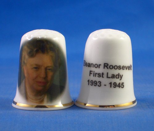 Porcelain China Collectable Thimble - First Lady Eleanor Roosevelt - Free Gift Box