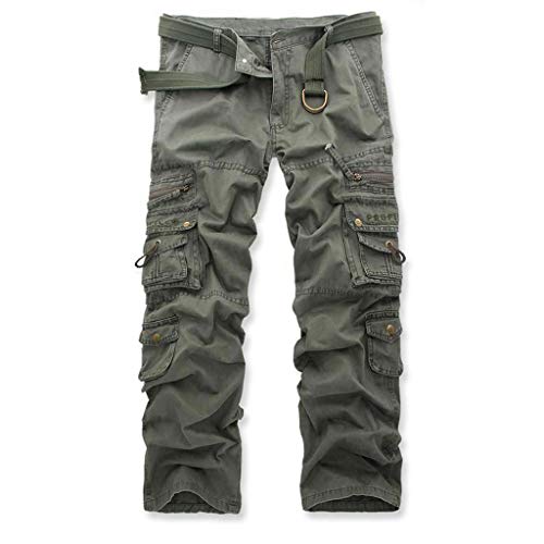 Mens Sweatpants, F_Gotal Men’s Casual Straight-Fit Duck Carpenter Pants Sports Running Jogger Pants with Pockets Army Green - Thumbnail 5