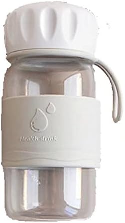 Simple Water Bottle with Sleeves for Women and Man outdoor, 300 ML Borosilicate Materials Made, Drinking Bottle with Rope to carry- White Color Anti-leaking