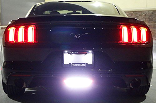 iJDMTOY Clear Lens All-In-One Full LED Backup Reverse Lamp & Rear Fog Light Assembly For 2015-up Ford Mustang