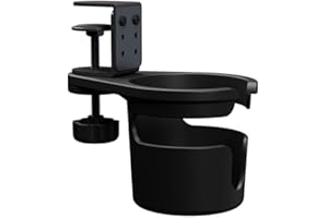 Rotating Tableside Cup Holder for Desktop – 3-Level Height Adjustable, ABS + Metal Construction, Fits Standard Cups, Black