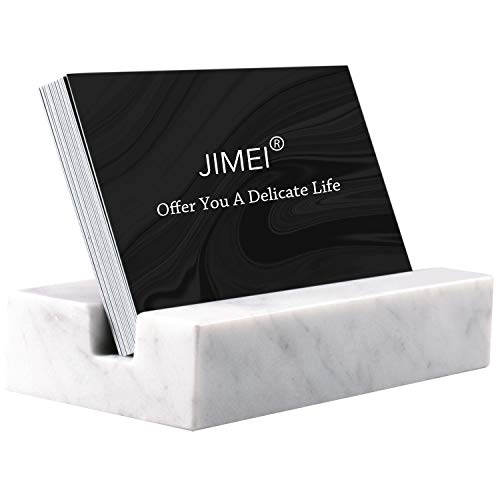 JIMEI Business Card Holder for Desk Marble Business Card Display Holders Desktop Business Cards Holder Stand Desk Card Display Holder for Home and Office (White) - Thumbnail 6