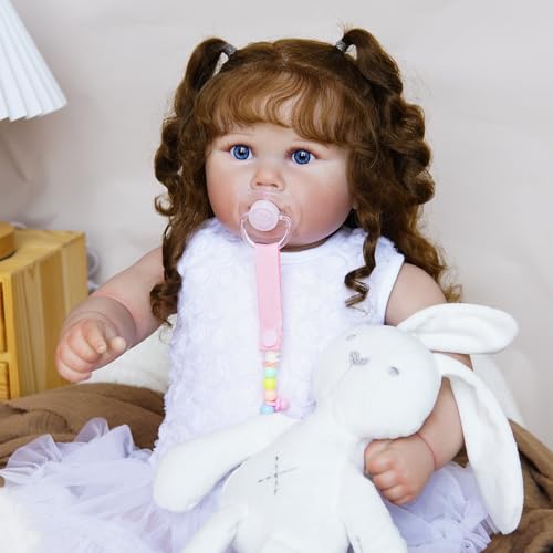 Bebê Reborn Boneca Menina Grandes 65cm Corpo de Pano (60cm Menina Olhos Azuis)