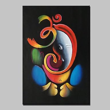 TFr 100% Hand-painted Om Ganesha Ganpati Oil Painting On Canvas Wall Art Home Decor One Panel Ready to Hang 80x120cm , l