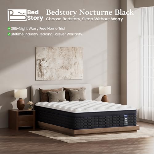 BedStory King Mattress 14 Inch, Premium Medium Firm Hybrid Mattresses with Individual Pocket Springs, King Bed in a Box for Motion-Isolation ＆ Pressure Relief, CertiPUR-US Certified, 365-Night Trial