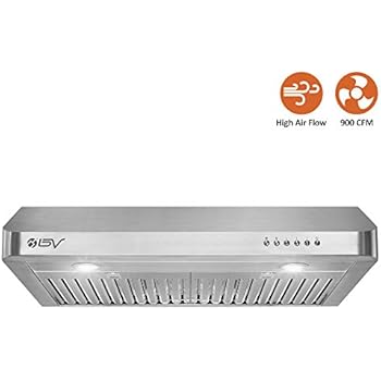 BV Range Hood - 30 Inch 900 CFM Under Cabinet Seamless Stainless Steel Kitchen Range Hoods, Dishwasher Safe Baffle Filters w/LED Lights, Ducted Kitchen Exhaust Fan Hood