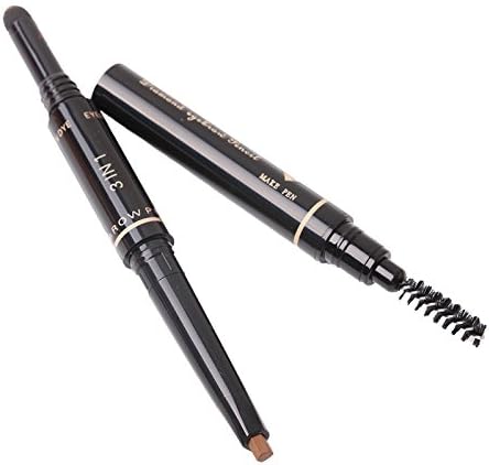 Deluxe 3 in 1 Eyebrow Pencil Waterproof Eyebrow Powder Professional Makeup Eyebrow Brush Tool (Dark Brown)