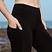 AJISAI Womens Workout Leggings Mid-Waist Yoga Pants Running Tights with Side Pockets Black Size L