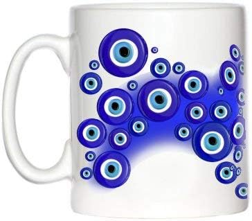 Coffee Mug Blue Evil Eyes Design Mug 11Oz Ceramics