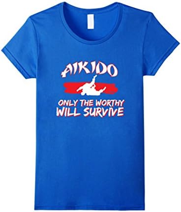 Womens Only The Worthy Will Survive Aikido T Shirt Medium Royal Blue