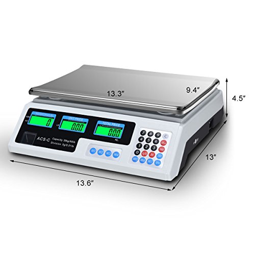 Safstar Electronic Price Computing Scale LCD Digital Commercial Food Meat Counting Weighting Scale 66 Ib Capacity