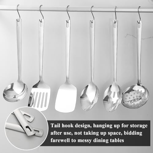 Juego de utensilios de cocina 6 piezas, acero inoxidable juego de espátulas para herramientas de cocina de alta resistencia, accesorios de cocina esenciales para el hogar