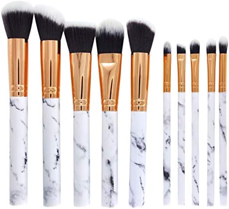 10pcs Makeup Brushes Set Creative Marbling Handle Soft Fiber Hair Powder Foundation Eyeshadow Brushes Facial Make Up Tools