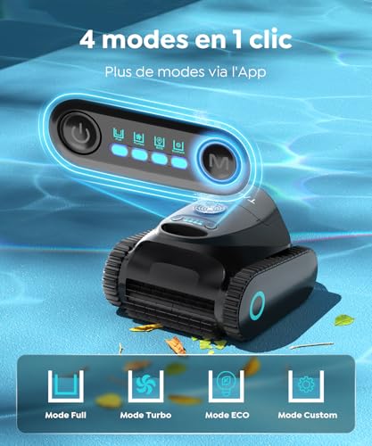 TALOSBO C1 Pool Robot Bottom and Walls, Water Line, Double Filter, Wireless Pool Robot, 7 Cleaning Modes, 180 Min Autonomy, Powerful Vacuum Cleaner for Pools up to 150 m²