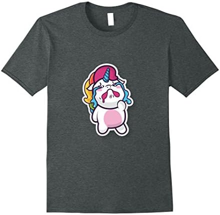 Mens Cute Crying Unicorn T-Shirt XL Dark Heather