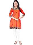 IndusDiva Women's Orange Silk Cotton Straight Cut Kurti