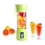 Christmas Gift 2017 Gudaco Premium USB Juicer Cup, 380 ml Green, Upgraded Corrugated Blades for Superb Mixing, Portable Fruit Mixing Machine and Juice Blender, Electric and Rechargeable Mixer Blender