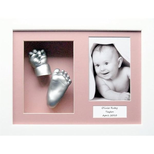 Anika Baby Kit De Moulage Pour Bebe Cadre Boite 3 Ouvertures Blanc Passe Partout Rose Peinture
