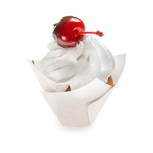 Tulip Petal Baking Cups: Small 0.4-oz Grease Proof Paper Baking Cup - Perfect for Muffins, Cupcakes or Mini Snacks â€“ Sugar White â€“ Disposable and Recyclable â€“ 200-CT â€“ Restaurantware