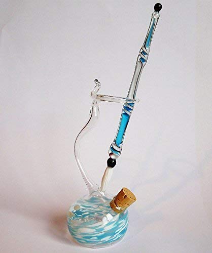 Glasfeder Glasfüller Glasfederhalter mit Tintenfass Glasfederset Türkis Weiß