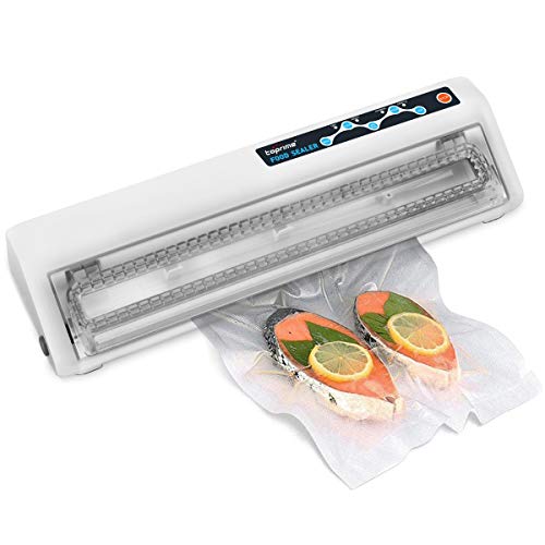 Vacuum Sealer Toprime Food Sealer Machine Automatic Sealing System for Saving Dry & Moist Food Fresher Suitable for Sous Vide Touch Keys Compact Design Transparent Lid Bags and Rolls White