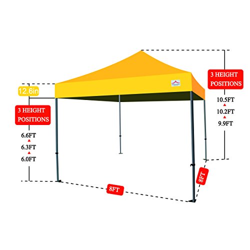 UNIQUECANOPY 8'x8' Ez Pop Up Canopy Tent Commercial Instant Shelter, with 4 Removable Zippered Side Walls and Heavy Duty Roller Bag, 4 Sand Bags Dark Green