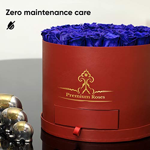 Premium Roses| Real Roses That Last a Year | Fresh Flowers| Roses in a Box (Burgundy Box, Large)