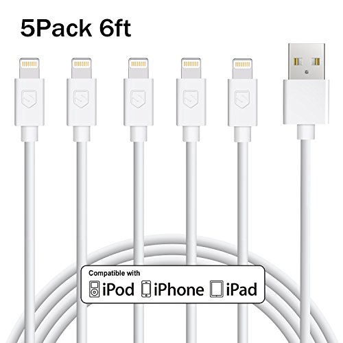 Sundix iPhone Charger 5Pack 6FT Lightning Cable Charger Compatible with iPhone X/ 8/ 8 Plus/ 7/7 Plus 6/6S Plus 5S/5C/5, iPad Pro/Air 2,iPod Nano 7th gen