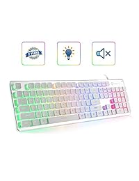 LANGTU L1 Membrana Teclado Gaming Rainbow LED retroiluminado USB PC y Laptop Gamers Windows 104 Teclas Anti-ghosting 24 Teclas