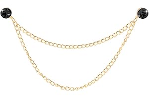 KILENER Hanging Gold Chain Lapel Pin for Men Suits Tassel Brooch Chain Collar Pins Rhinestone Crystal Brooch Pin Suit Lapel Pins for Men Collar Chains for Shirts Accessories