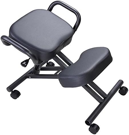 Ergonomic Kneeling Chair Adjustable Stool w/ Thick Seat Handle Casters Office