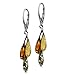 Sterling Silver Multicolor Amber Drops Dangle Leverback Earrings