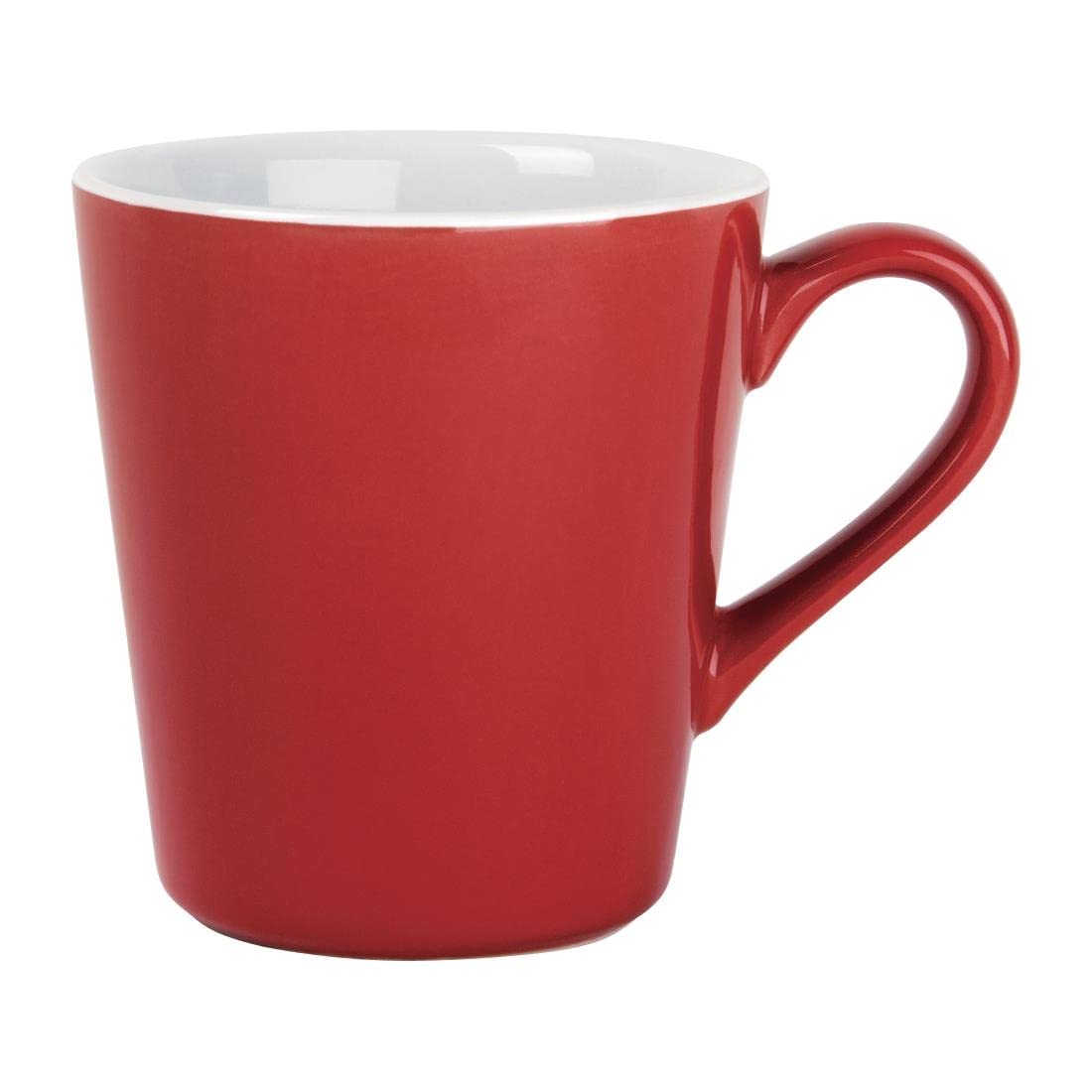 Olympia Cafe Flat White Cups in Red 170ml - Chip Proof, Dishwasher and Microwave Safe, Durable Hotel Restaurant Café Tea Coffee Mugs - Pack of 12